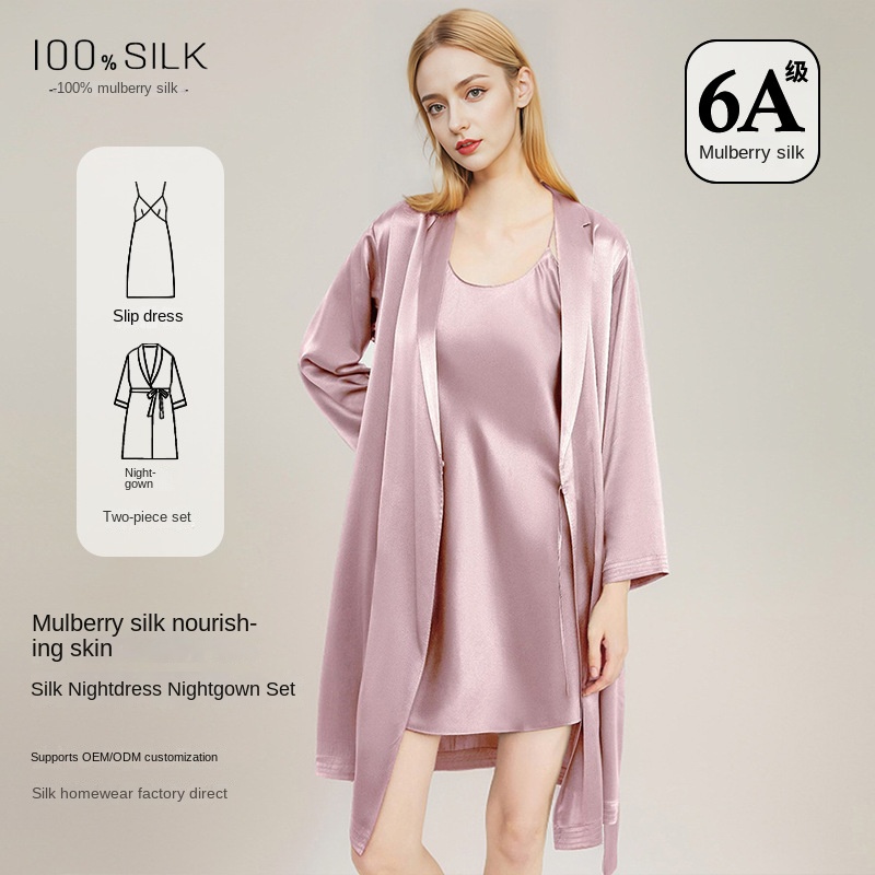 Luxury Gift Set - Elegante damesnachtjapon en -badjas van 100%