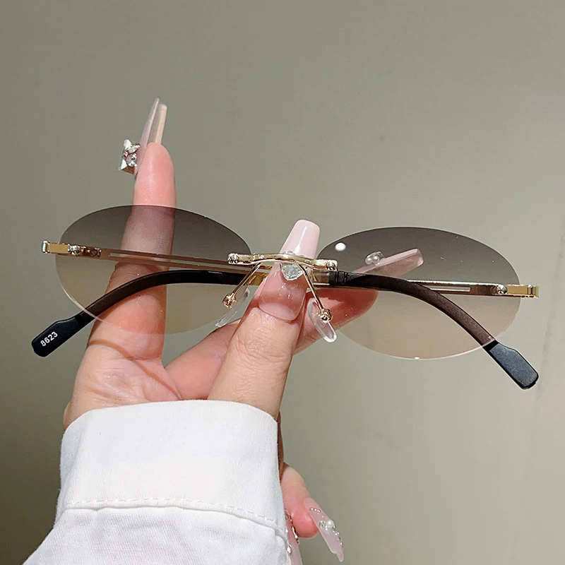 Designer Sunglasses - Rimless ovale zonnebrillen voor dames, modieus
