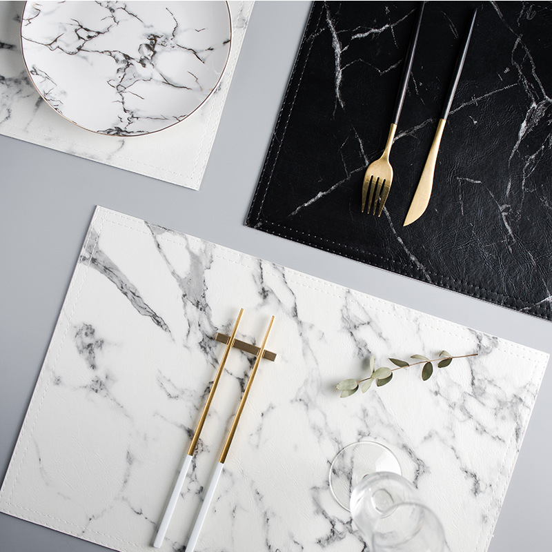 Marble Coaster Set - Luxe PU warmte-isolatie servies pad, antislip