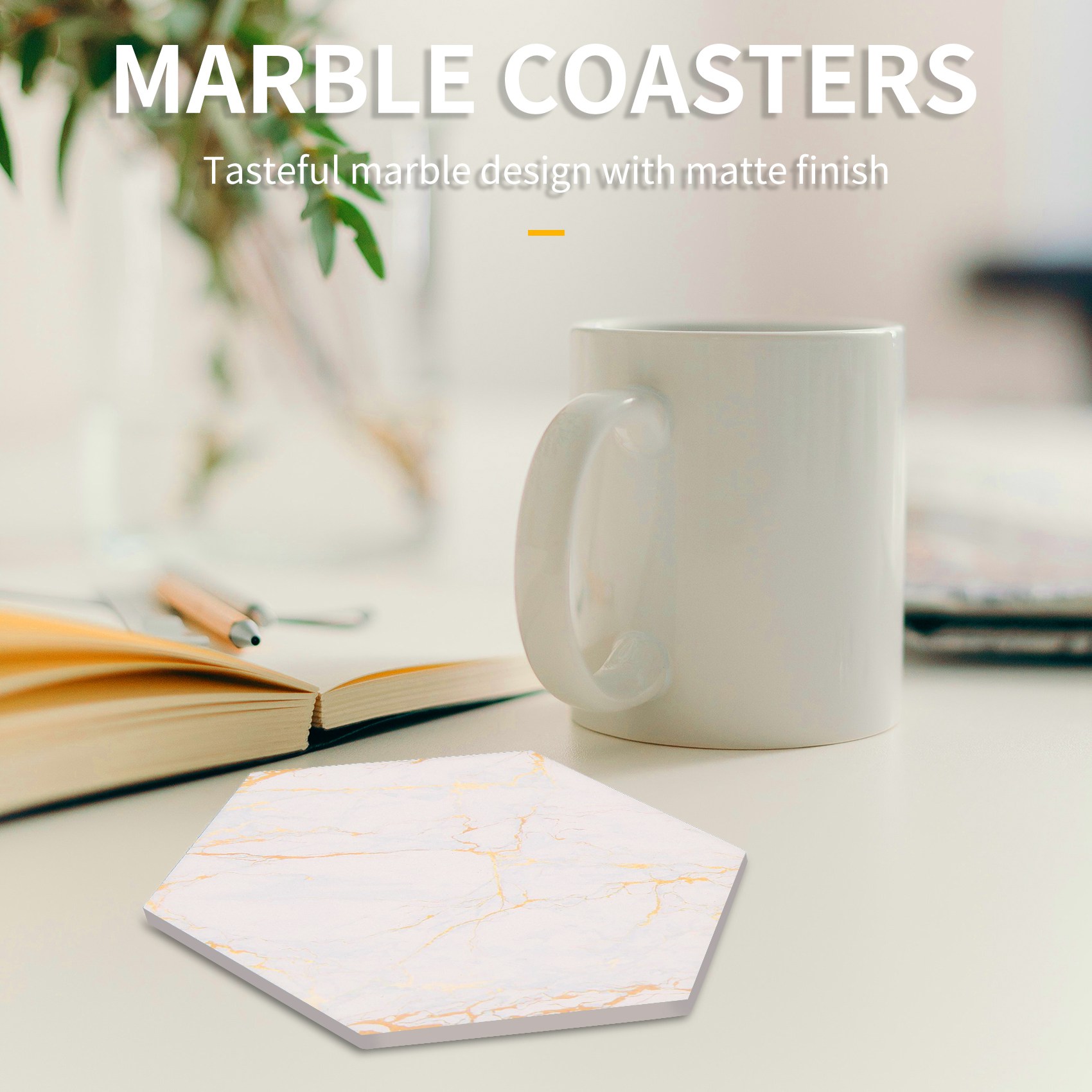 Marble Coaster Set - 8 PC-onderzetters voor drankjes, absorberend met