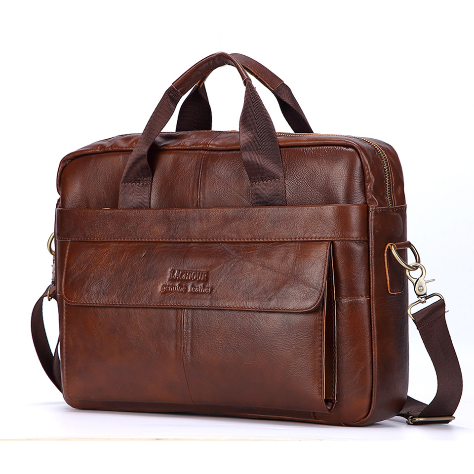 Leather Briefcase - Mannen Echt Lederen Handtassen Casual Lederen
