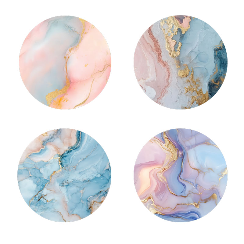Marble Coaster Set - 4 stuks marmeren onderzetters met patroonprint,