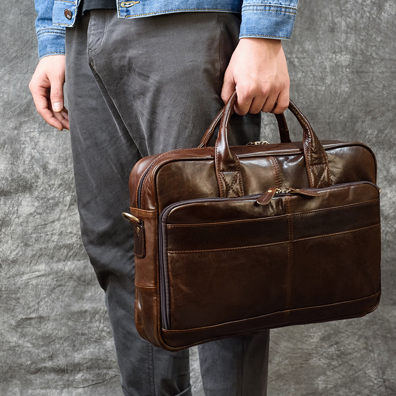 Leather Briefcase - Luxe Lederen Handtas Voor Mannen Reizen
