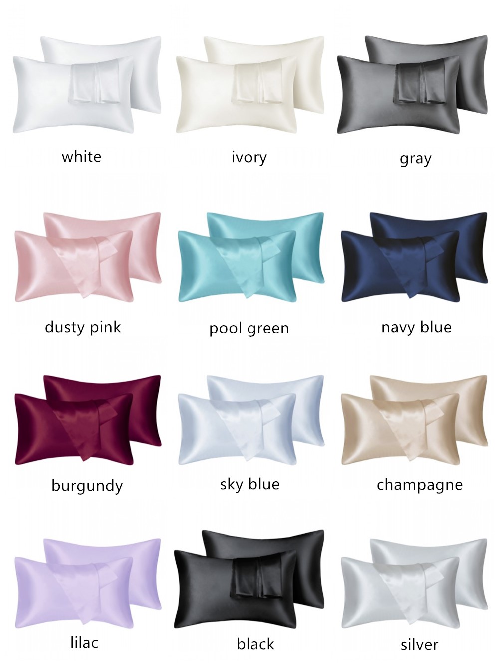 Silk Pillowcase - 2 stks/partij Effen Zijdeachtig Satijn Huidverzorging