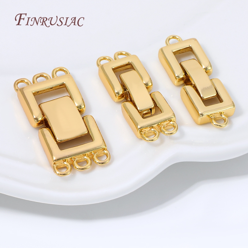 Gold Plated Jewelry - 18K vergulde multi-strengs sluiting connector rechthoekige