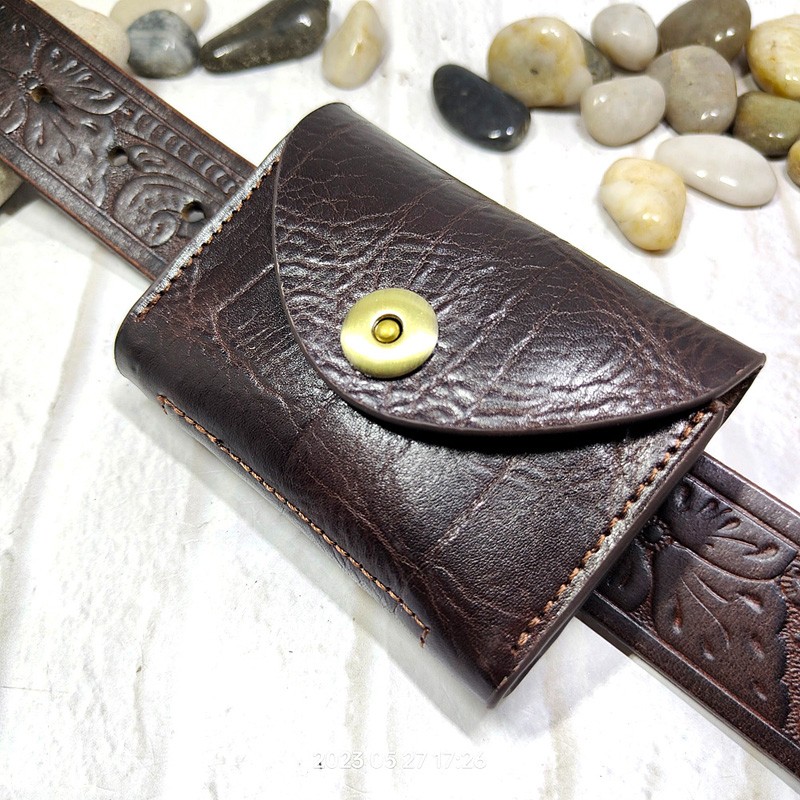 Leather Wallet Men - Blongk Mini Heuptas Dunne Riem Pak