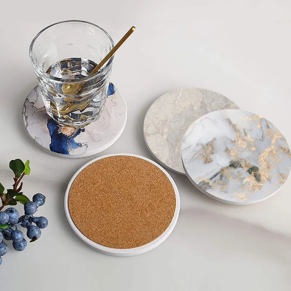 Marble Coaster Set - Witte marmeren onderzetter Absorberende keramische onderzetters