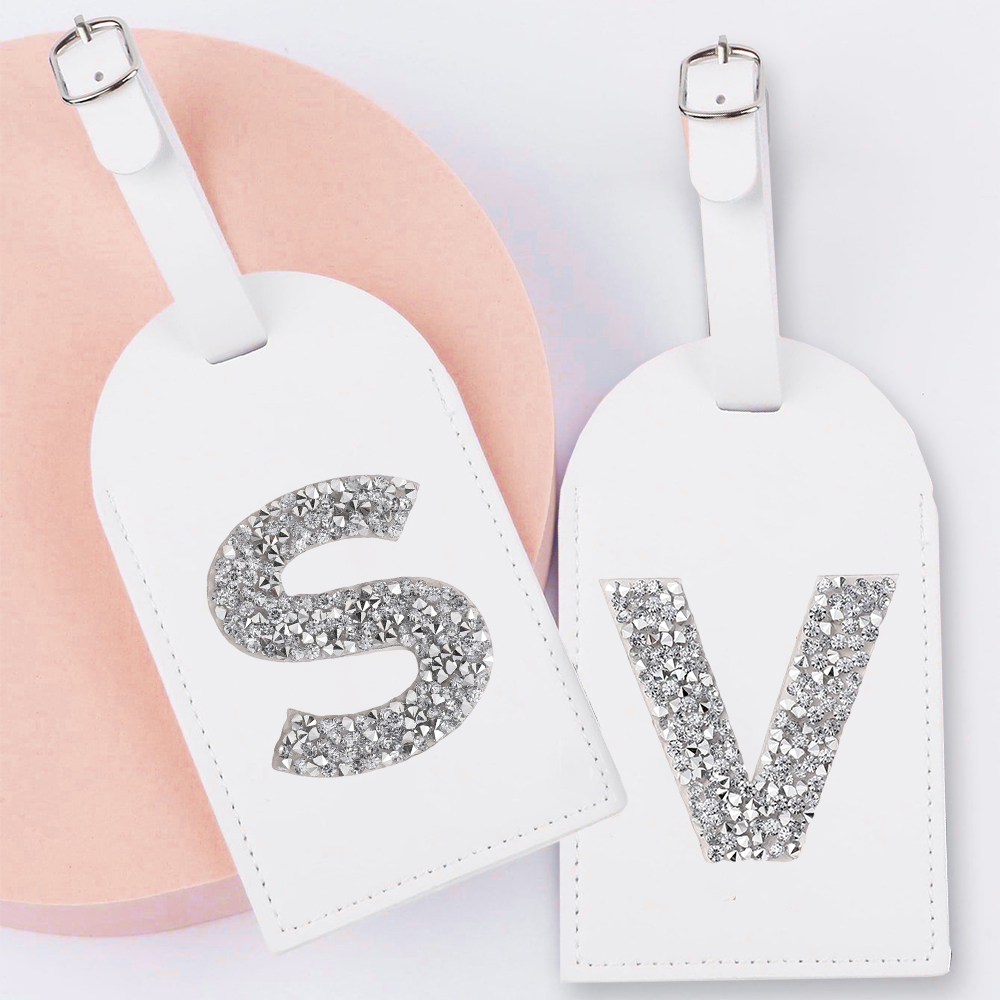 Travel Luggage Set - A-Z Strass Monogram Lederen Bagagelabel Kofferlabel