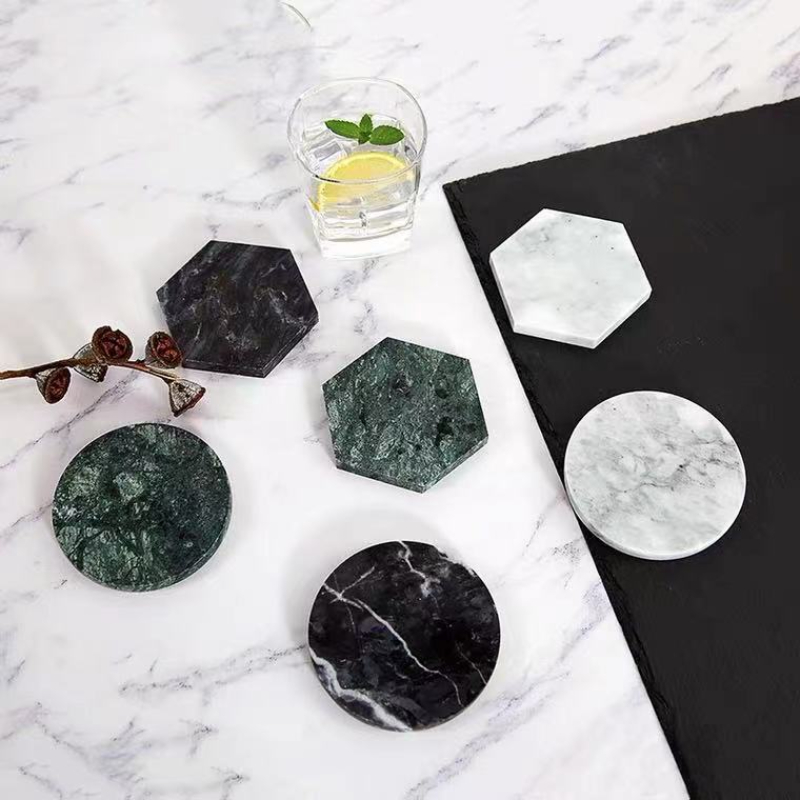 Marble Coaster Set - Natuurlijke marmeren onderzetters Koffie Ronde hittebestendige