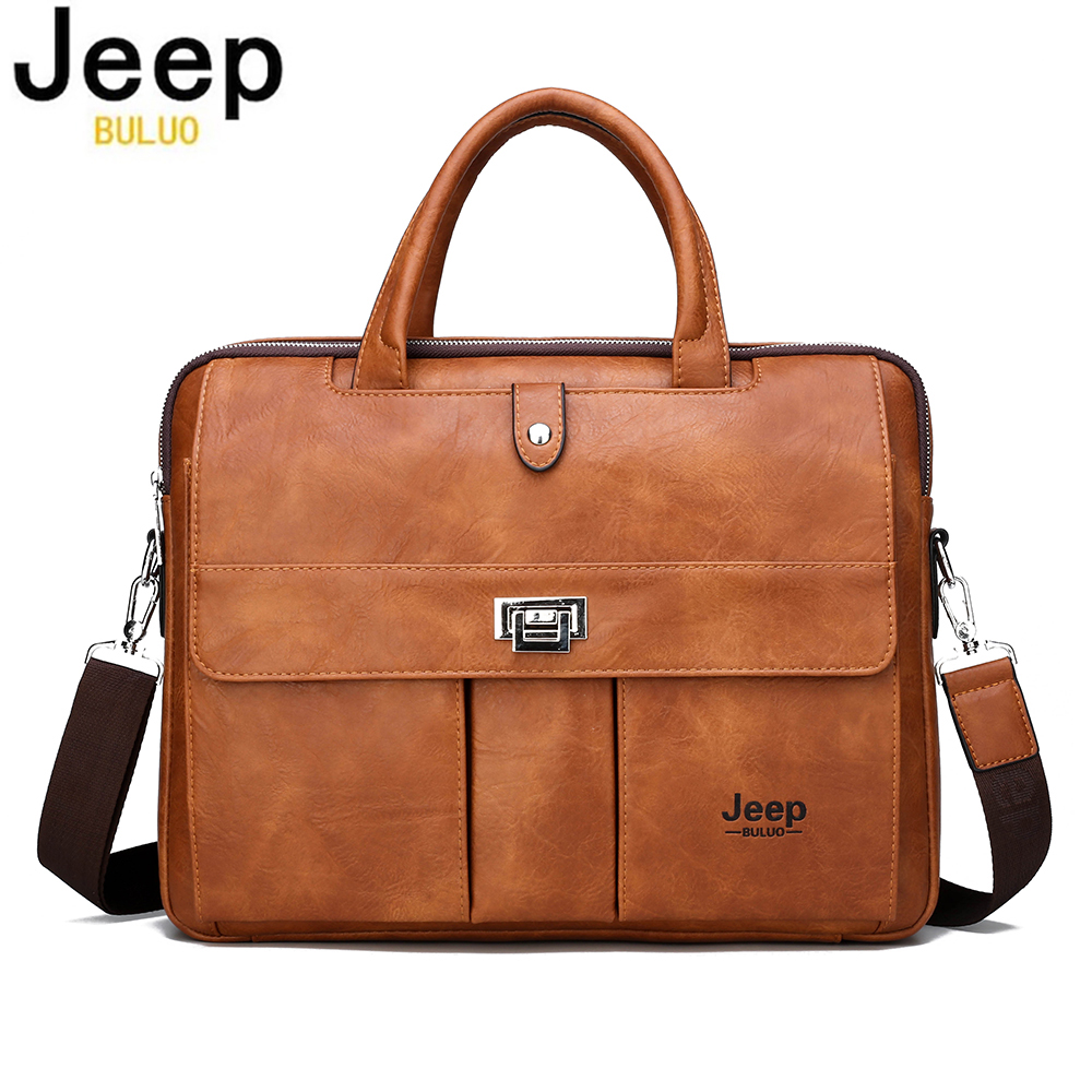Leather Briefcase - Jeep Buluo leren aktetas voor heren,