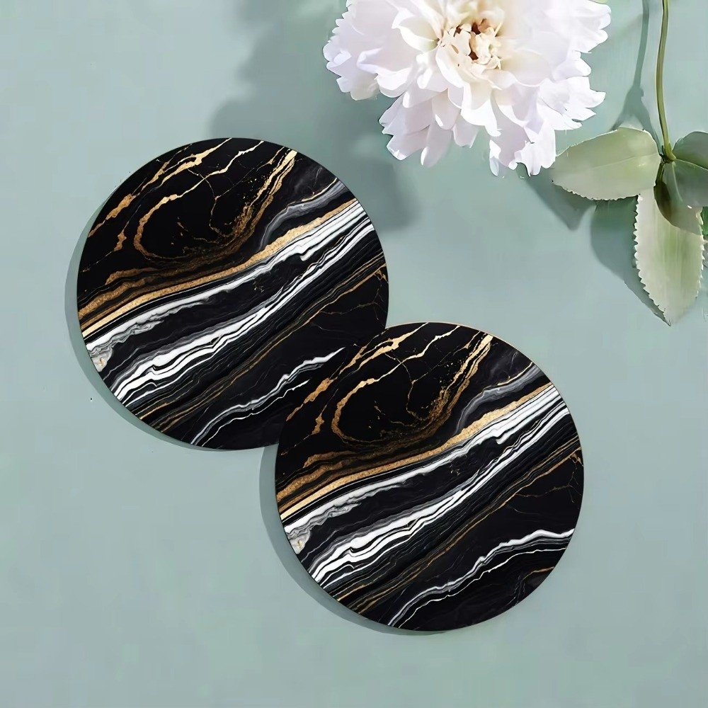6-delige set 4 inch houten ond - Marble Coaster Set recensie en prijs