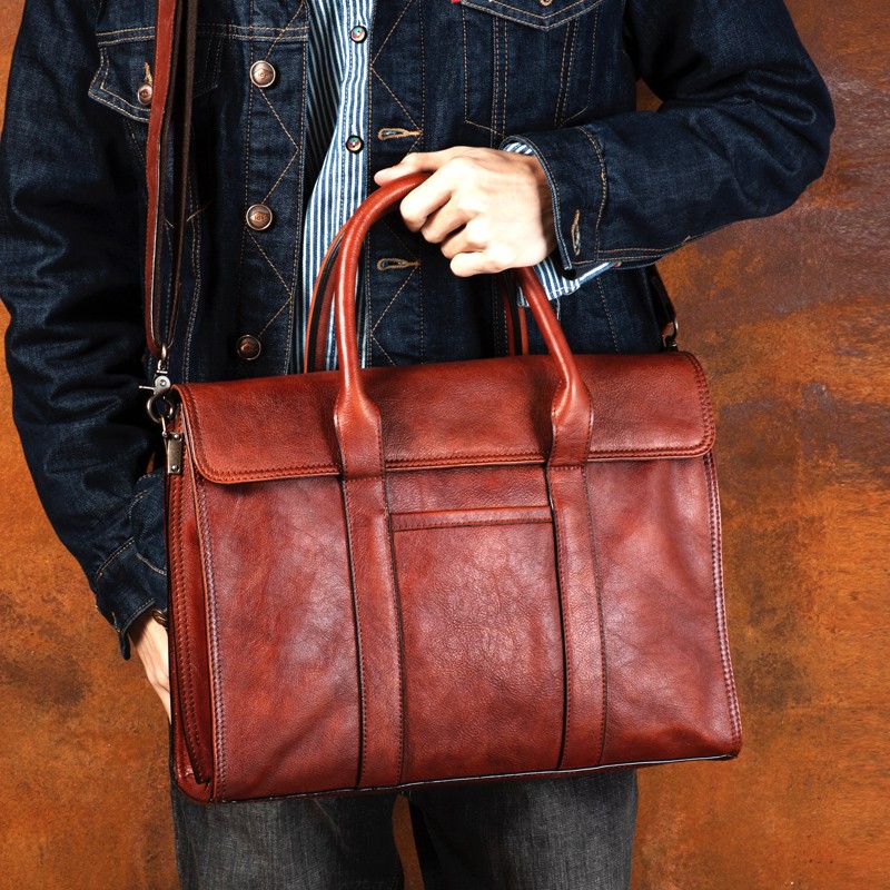 Plantaardig gelooid leren hand - Leather Briefcase recensie en prijs