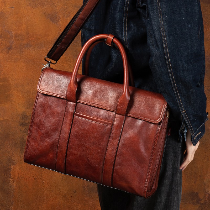 Plantaardig gelooid leren hand - Leather Briefcase recensie en prijs