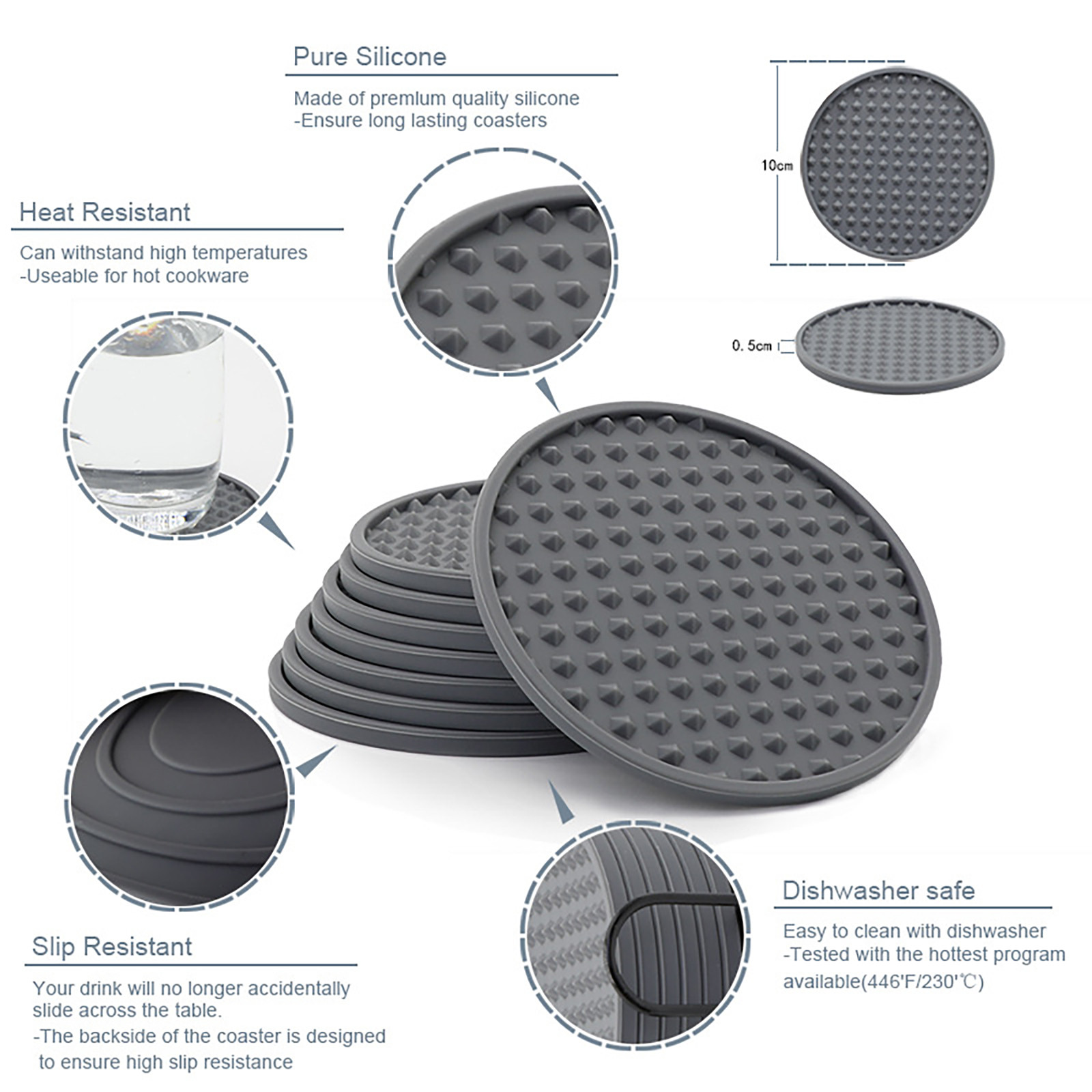 6 Stuks Antislip Siliconen Dri - Marble Coaster Set recensie en prijs