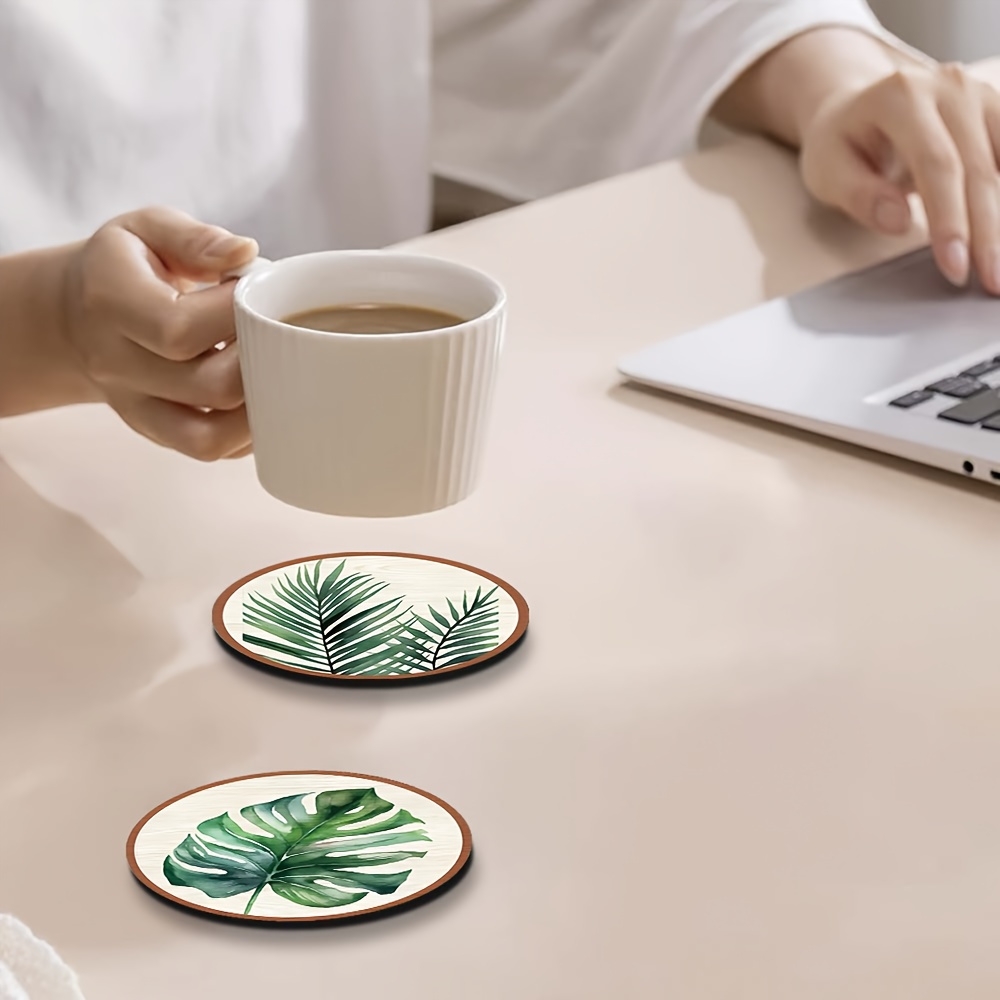 5 stuks tropische plantenblad- - Marble Coaster Set recensie en prijs