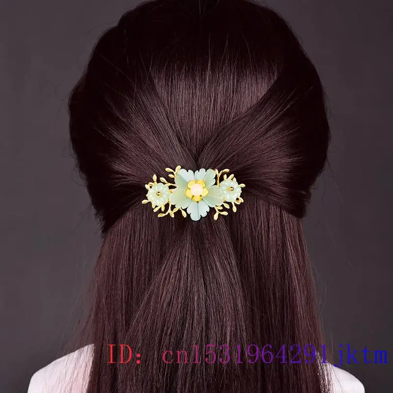 Groene Jade Bloem Barrette Des - Gold Plated Jewelry recensie en prijs