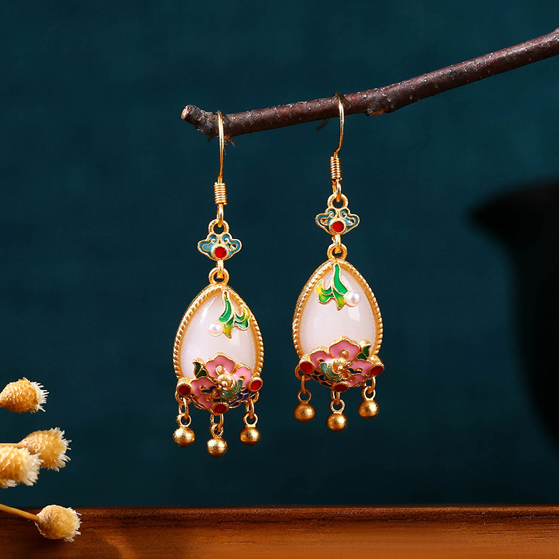 Natuurlijke Jade Bloem Oorbell - Gold Plated Jewelry recensie en prijs
