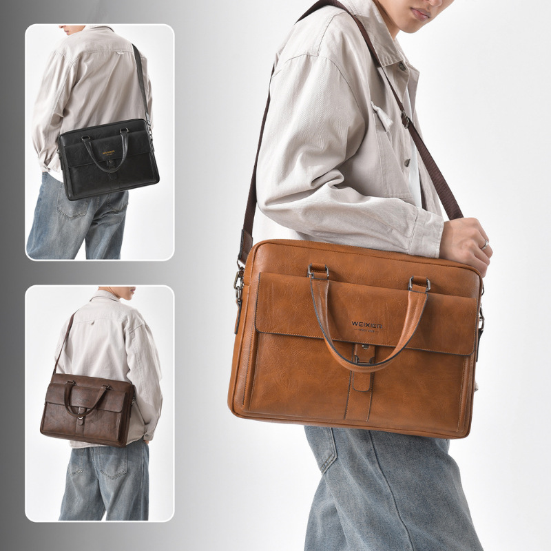 Vintage donkerbruine PU ledere - Leather Briefcase recensie en prijs
