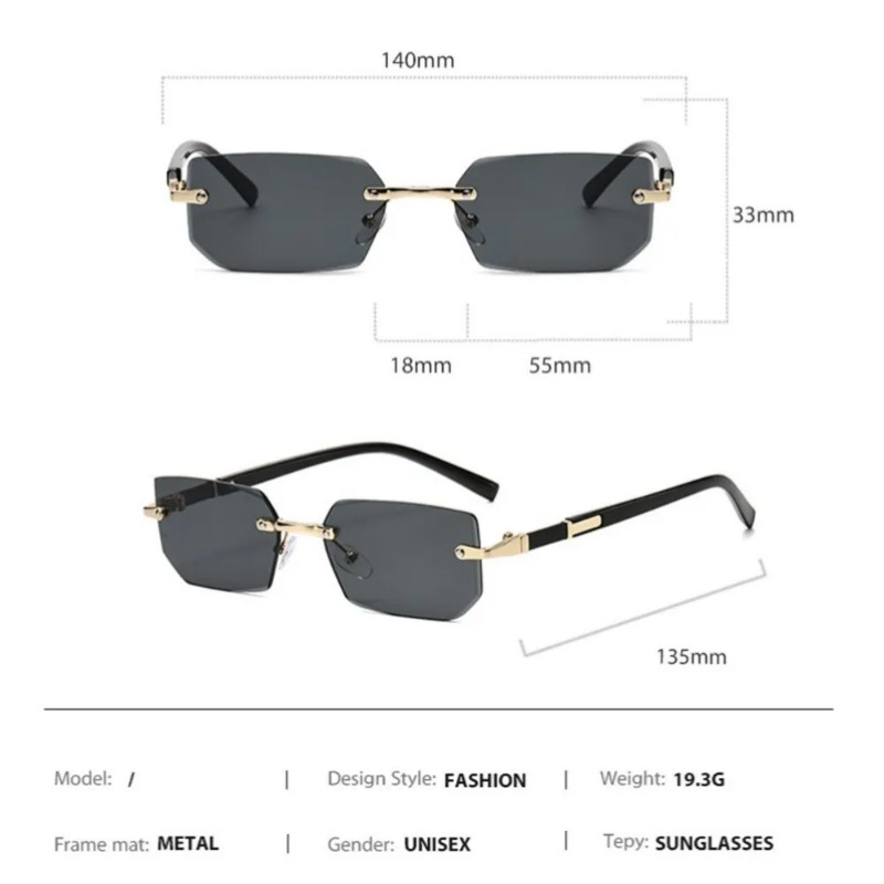 Randloze rechthoekige zonnebri - Designer Sunglasses recensie en prijs