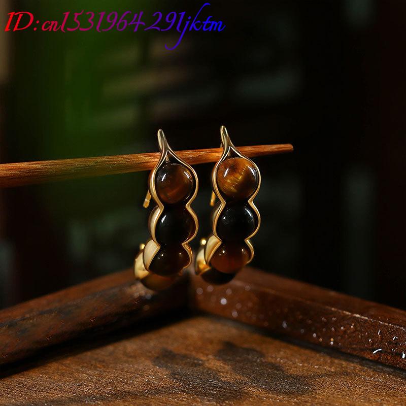 Tiger Eye Pod Oorbellen Edelst - Gold Plated Jewelry recensie en prijs